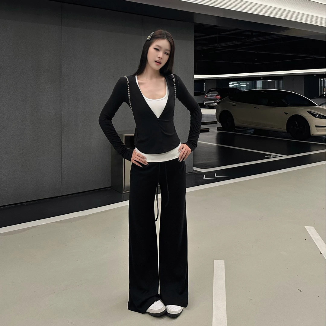 NINI私服系列 松弛慵懒 宽腰卫裤百搭休闲长裤