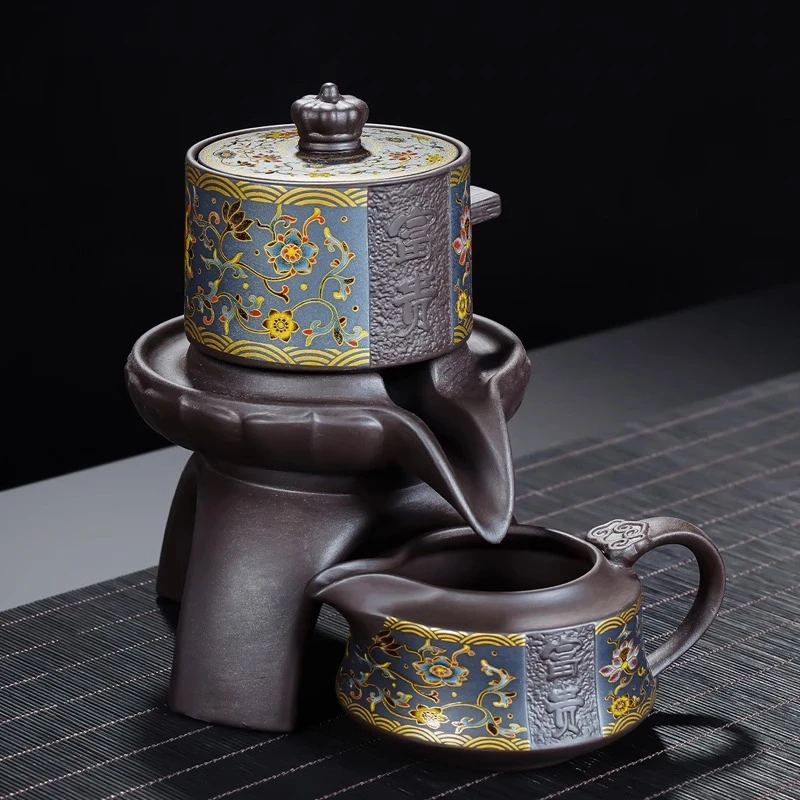 紫砂自动茶具套装家用轻奢高档石磨旋转茶壶功夫茶杯懒人泡茶神器