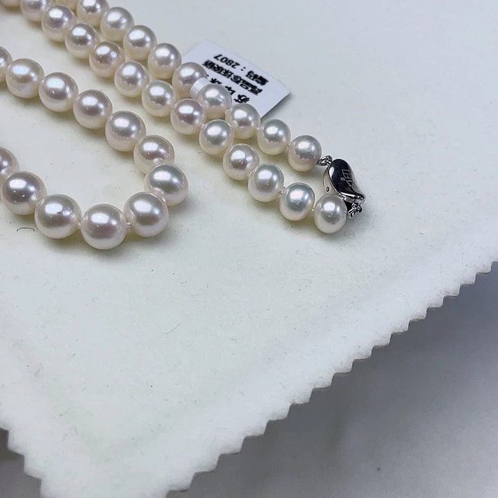 颈饰淡水珍珠银S925镶嵌卡8➕高品极光白炫青粉光