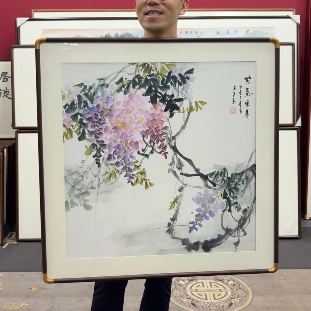 国画带框绘画80/80尺寸