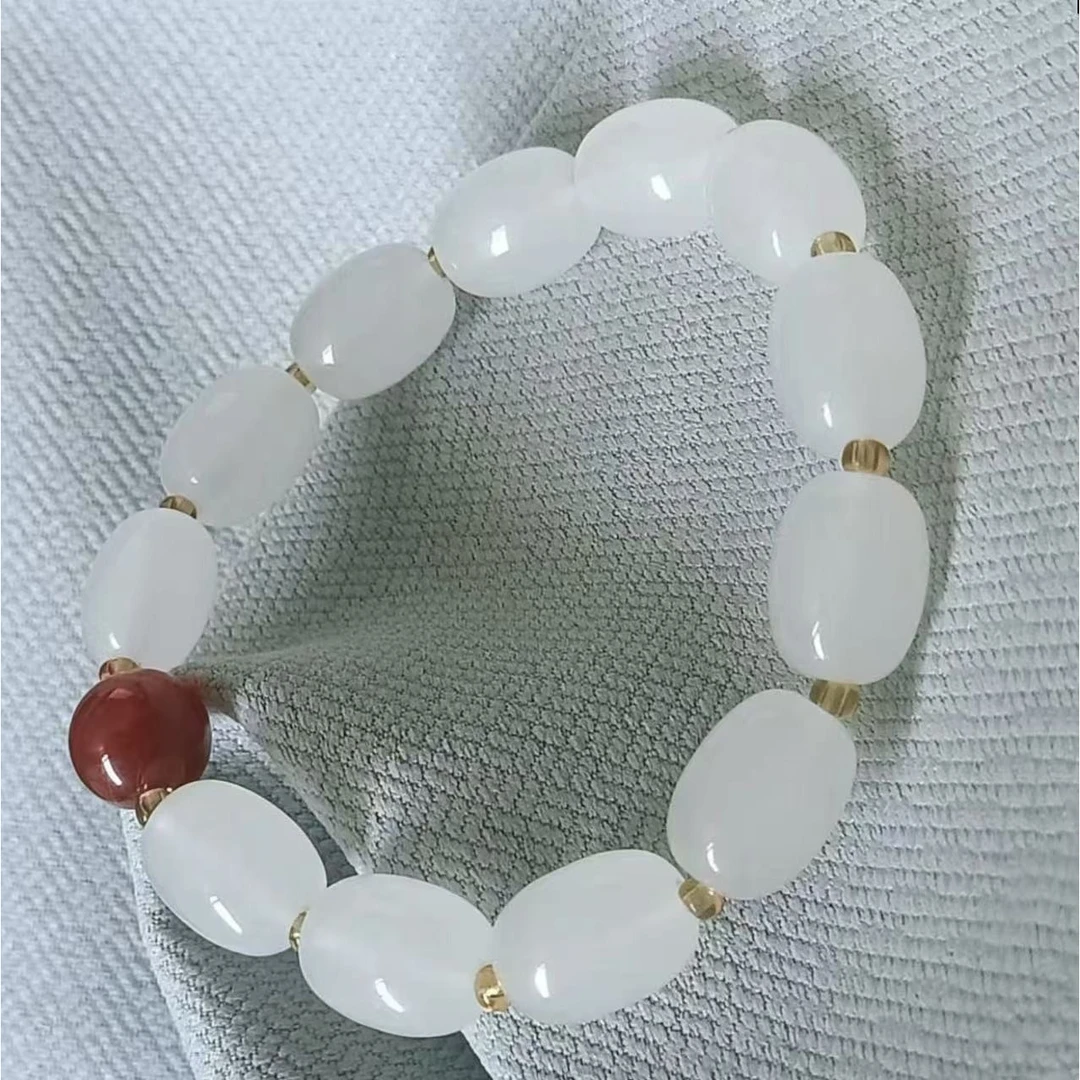 玉美 鸿运当头玛瑙手串白手链（C02）