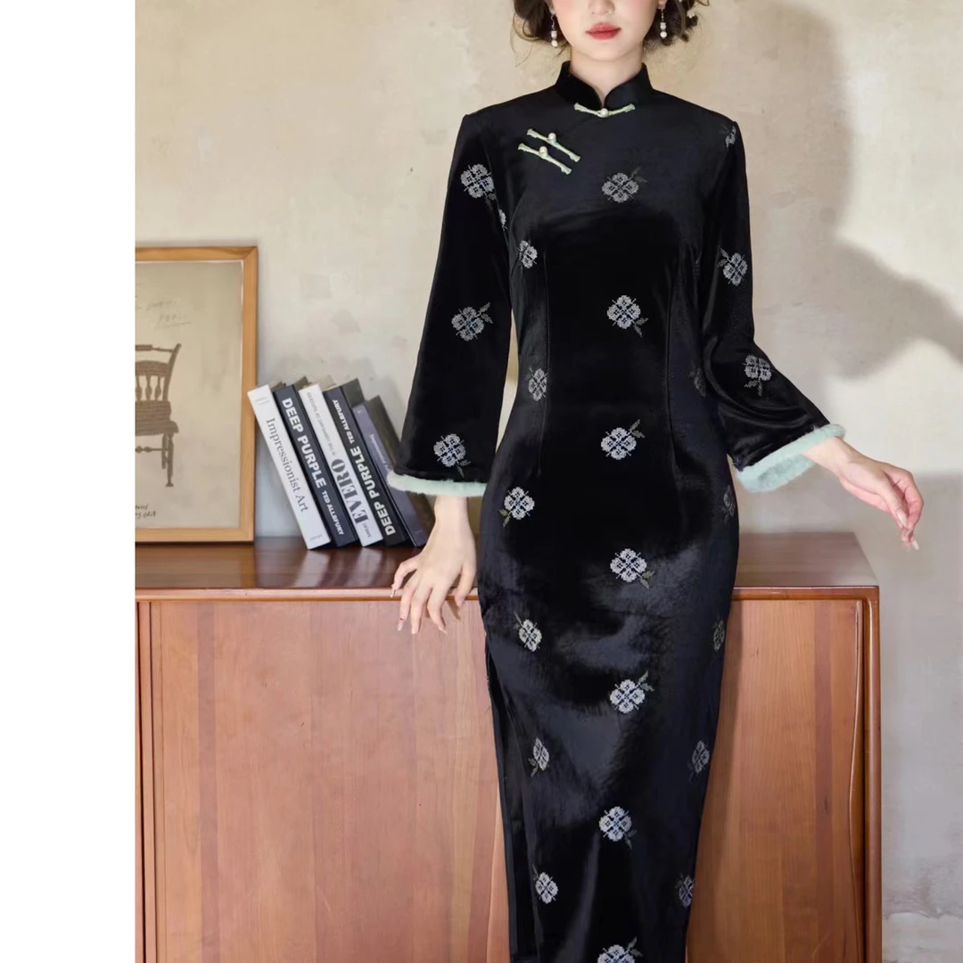 【云上愿】复古新中式修身显瘦显白日常加绒高级优雅国风苏州旗袍