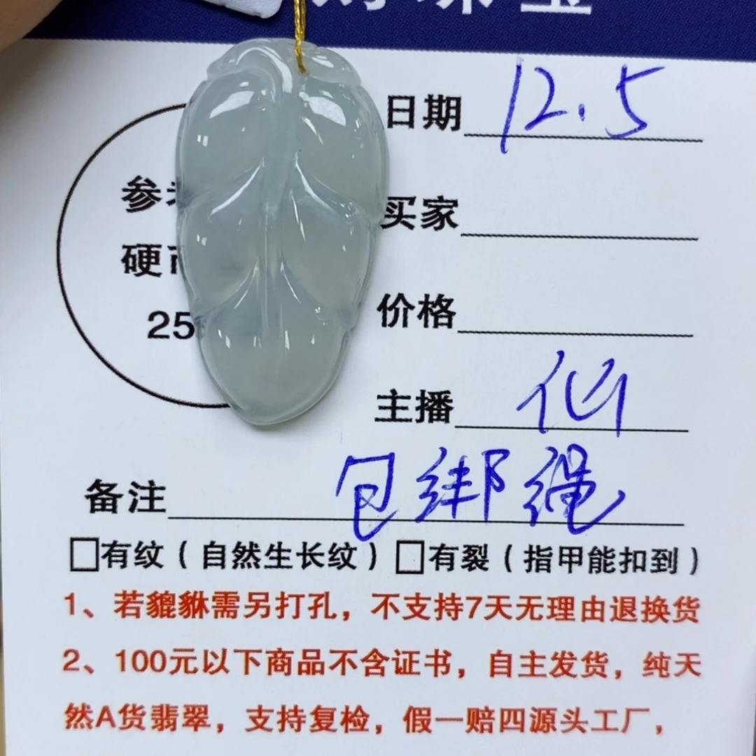颈饰未镶嵌翡翠叶子