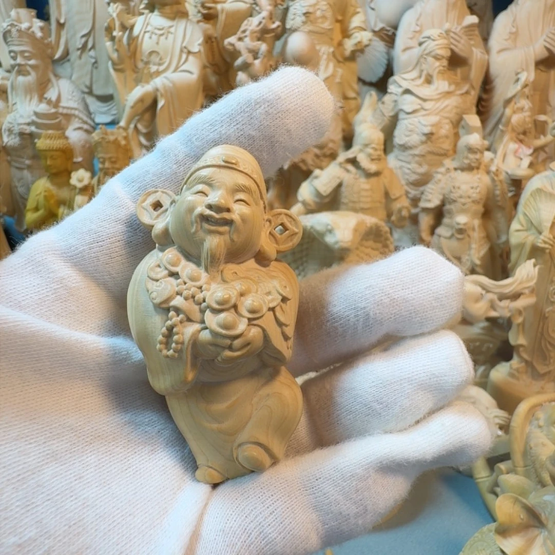 黄杨木方*小叶黄杨木财神手把件7公分