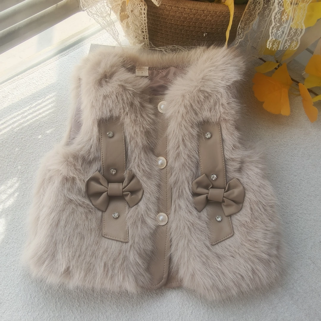 3069女童马甲秋冬新款毛绒洋气公主韩版外穿毛毛背心（拍大一码）