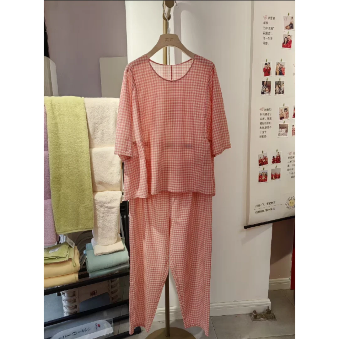 宽画复古格纹系列女家居服92066