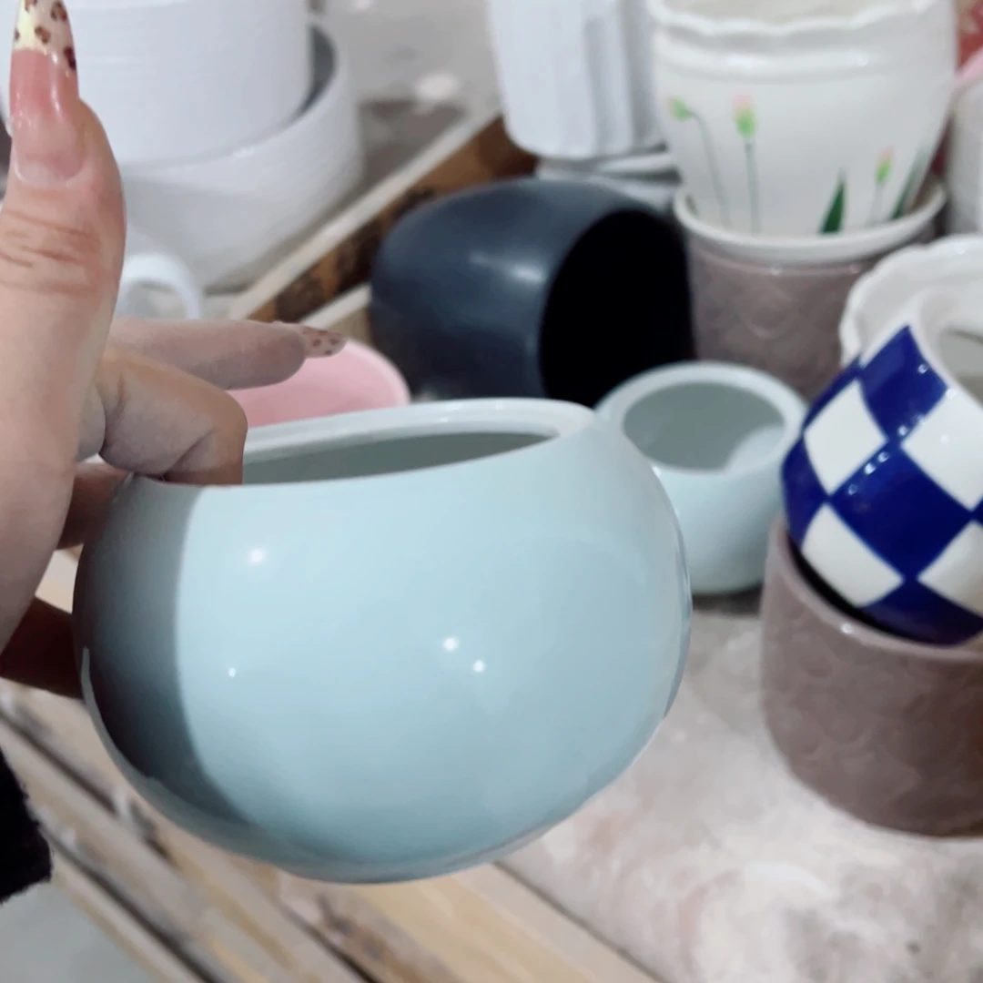 有孔，陶瓷花盆满10米包邮发货