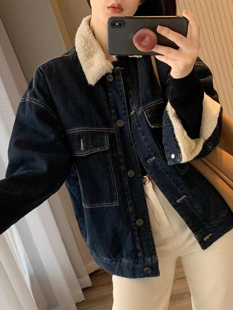 FUJIA STYLE新款韩版简约纯色百搭时尚口袋牛仔外套N224