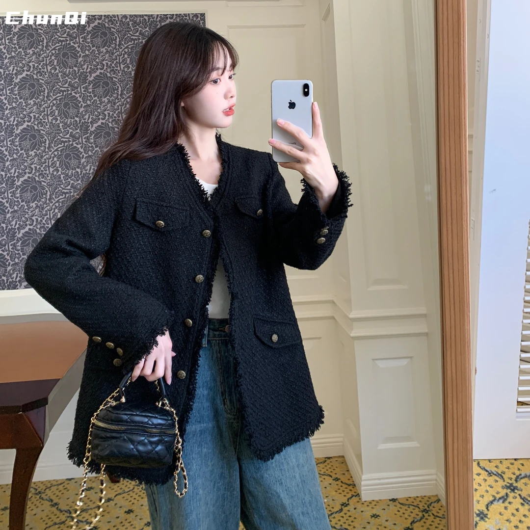 淳启小香风加厚外套女装冬季别致开衫夹克高级感胖MM显瘦上衣潮流