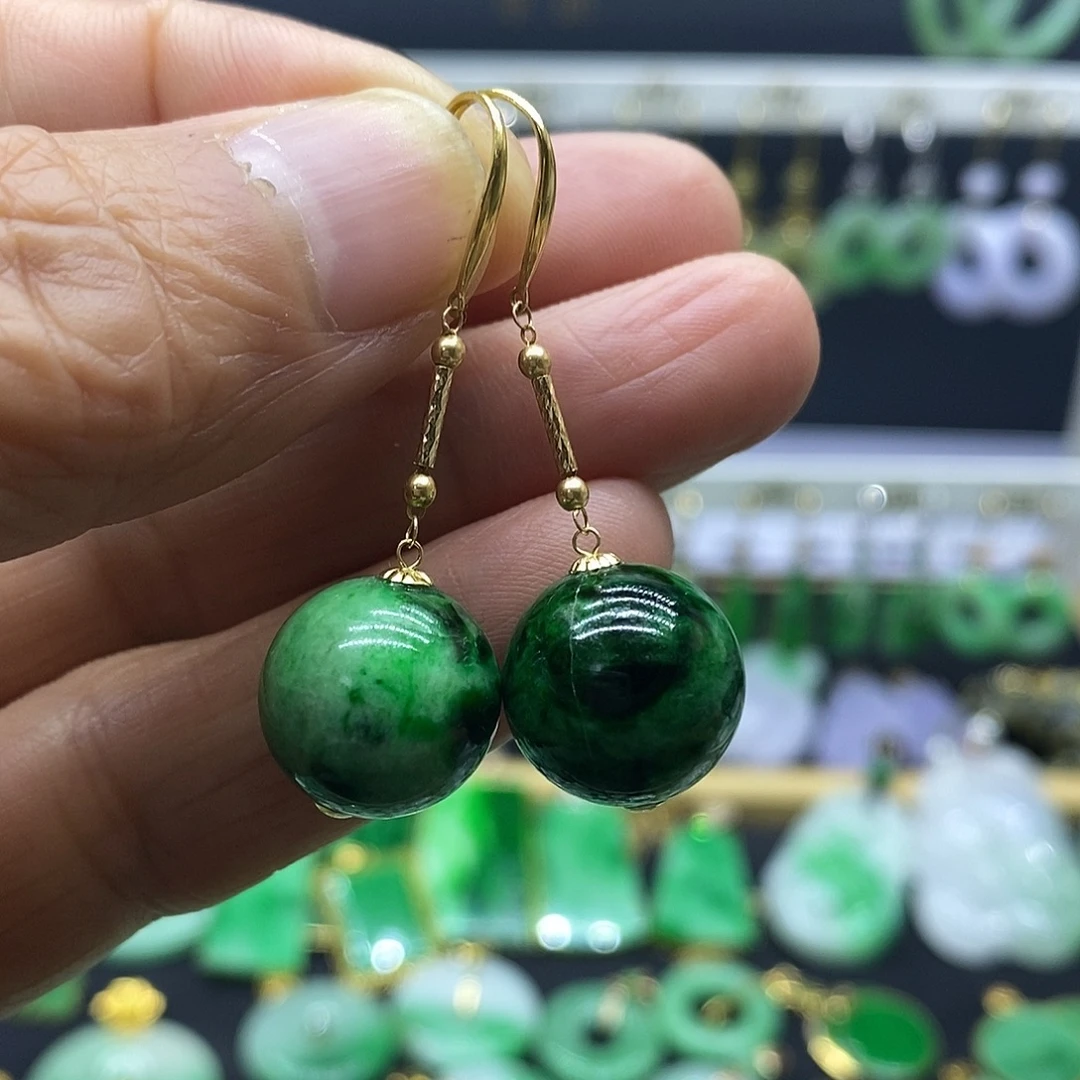 翡翠18K金镶嵌耳饰耳饰