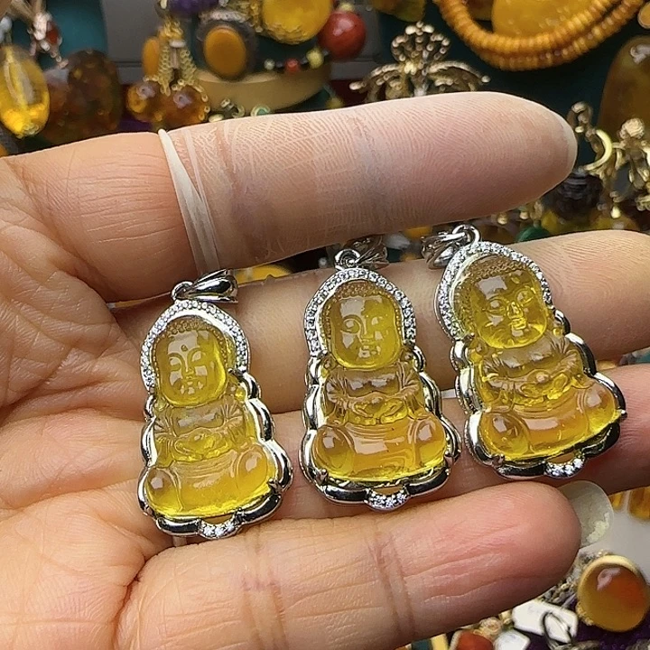 琥珀银S925镶嵌颈饰