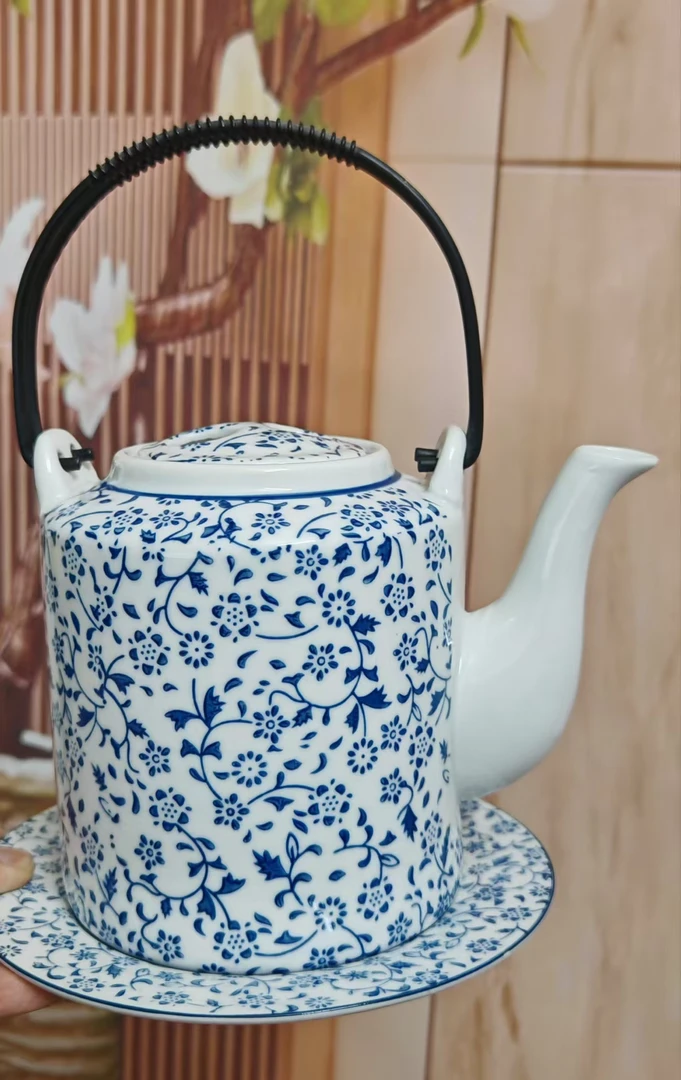 景德镇高温陶瓷青花瓷提梁壶