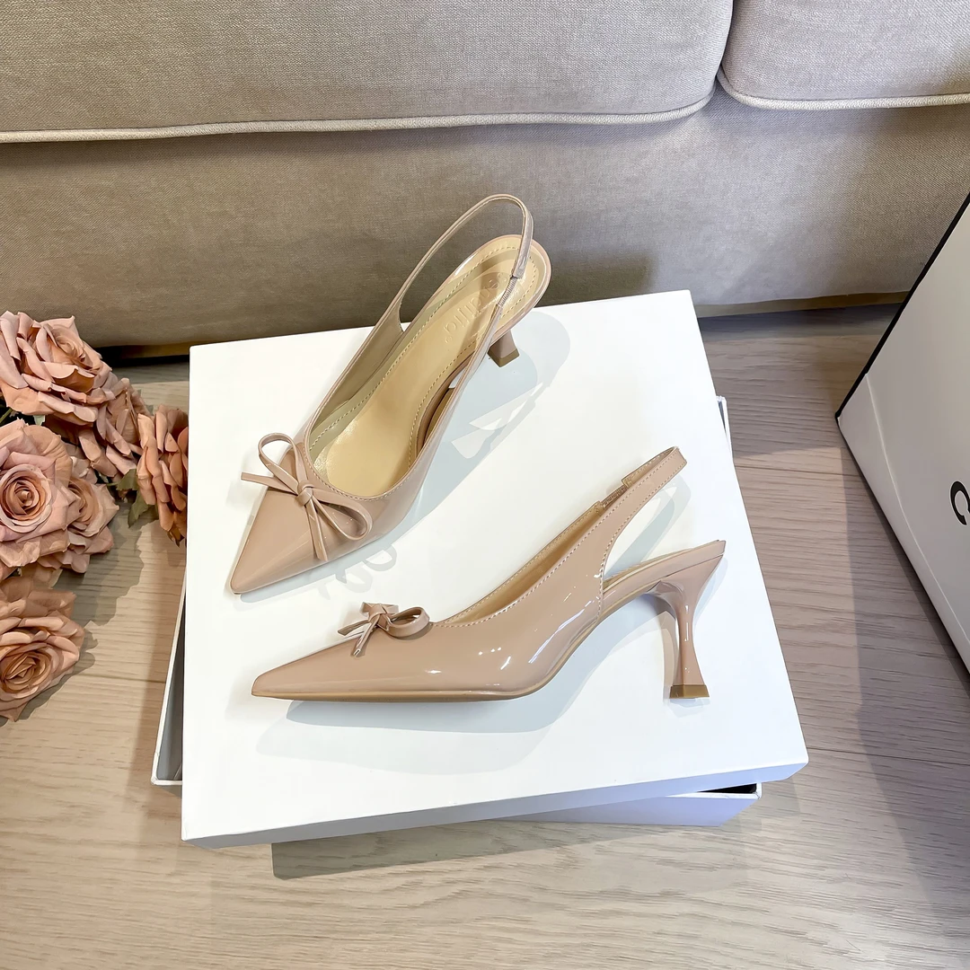 sendijia/森迪加2025夏季新款细跟蝴蝶结漆皮法式气质配裙子千金