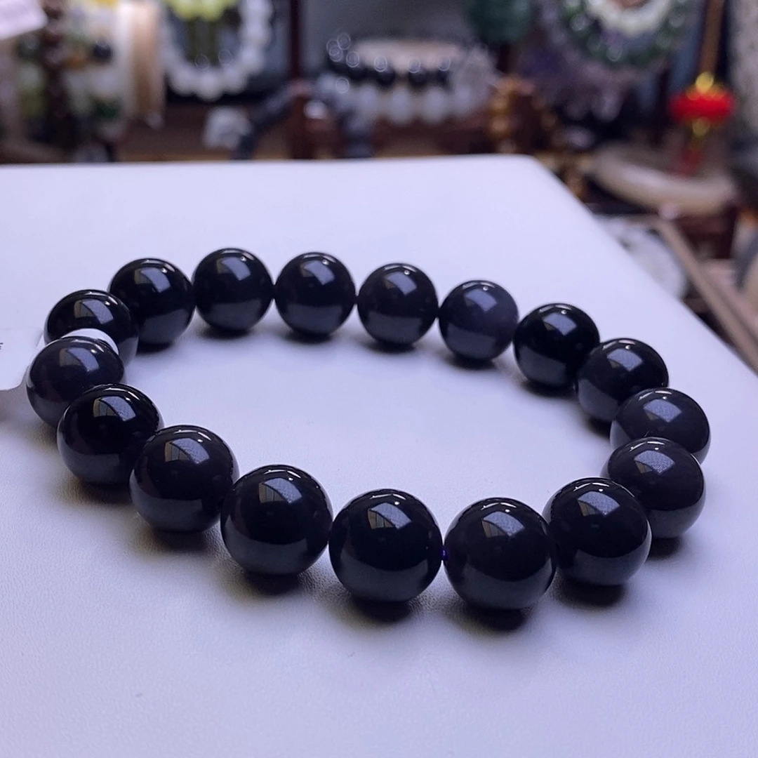 颈饰未镶嵌和田玉李毕业级烟紫帝王紫老矿料高冰手串12m