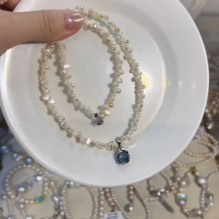 鱼***滚银S925镶嵌淡水珍珠时尚设计款天然淡水珍珠