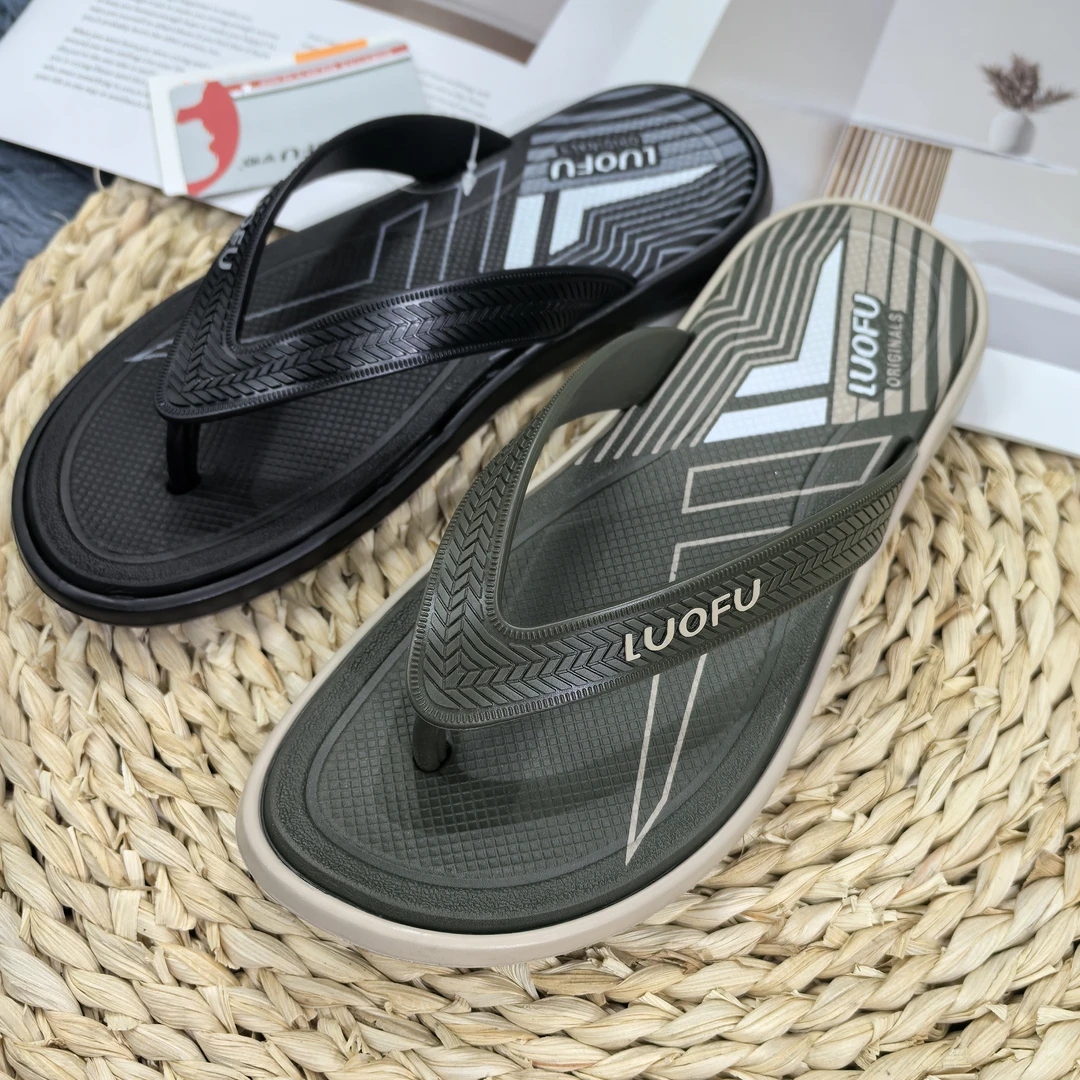 罗敷正品夏季休闲男士人字拖防滑  沙滩人字拖