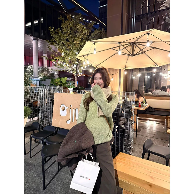 2025秋冬季新款修身显瘦针织上衣穿搭休闲百搭时尚阔腿长裤套装女