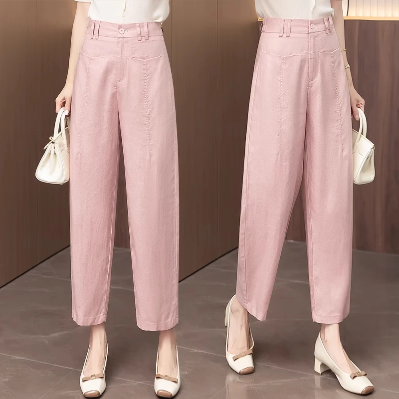 时尚夏季新款休闲裤子女2025新款爆款九分裤高腰显瘦百搭直筒裤潮