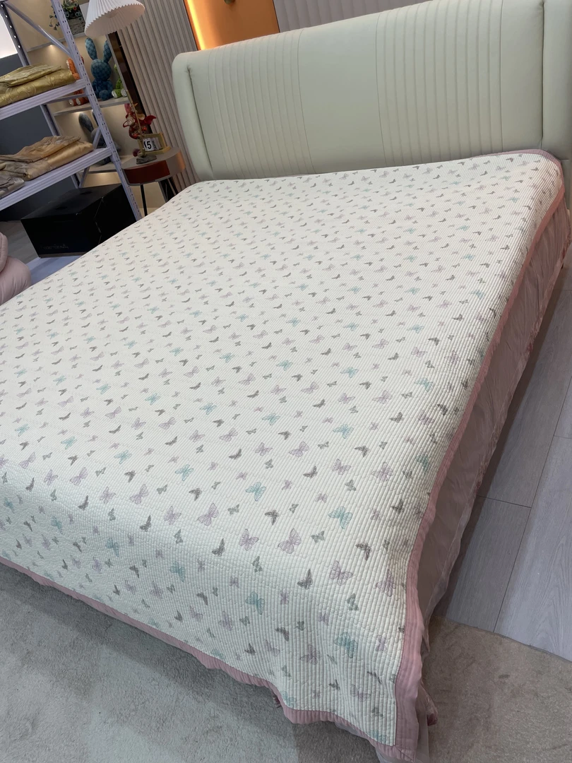 【七彩蝴蝶绗缝】200*230cm高端羽丝棉双用透气超柔床盖四季床盖