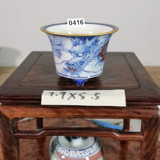 陶手工手绘大德堂釉盆