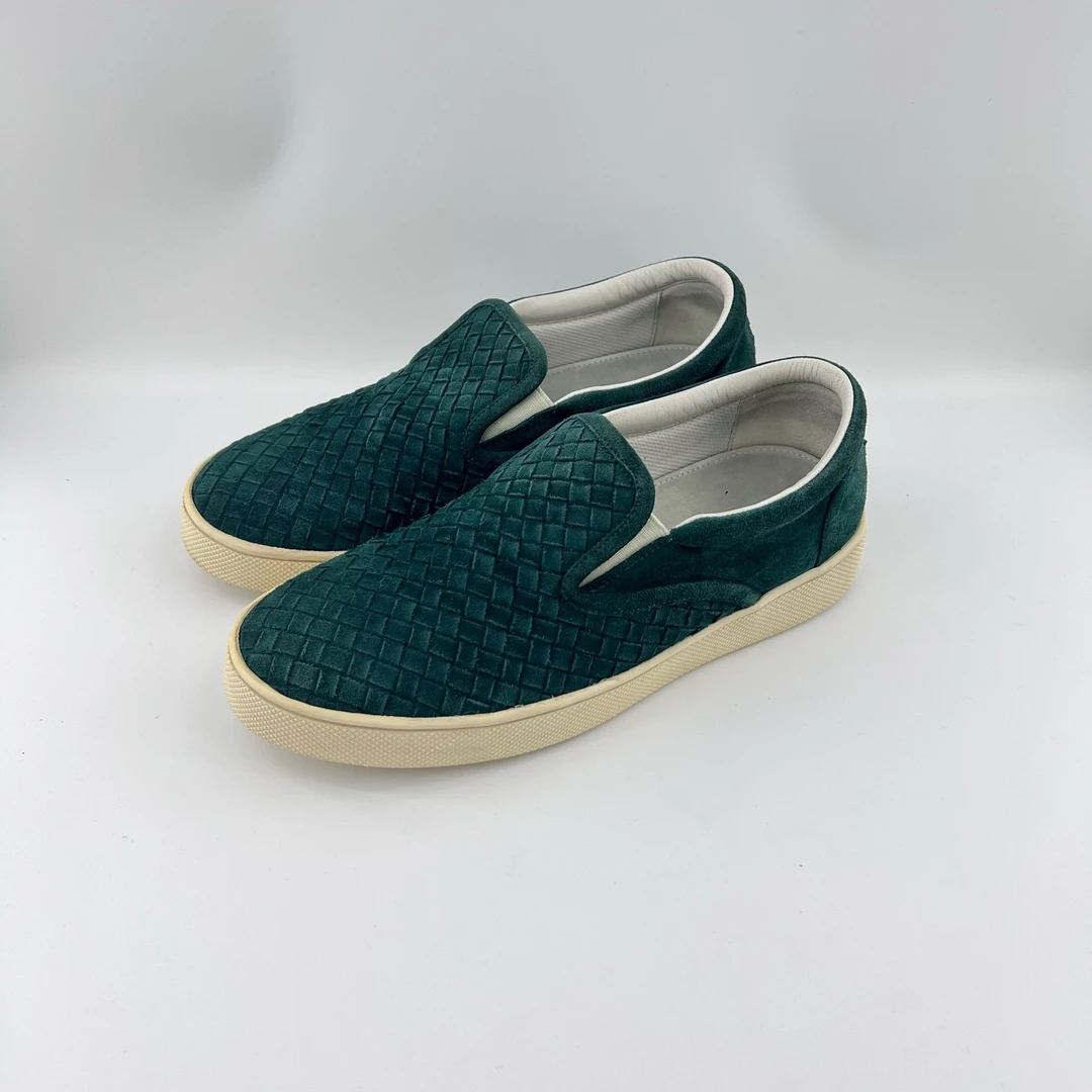 95新 BOTTEGA VENETA/葆蝶家 41码/黑色全皮编织休闲鞋/12612685