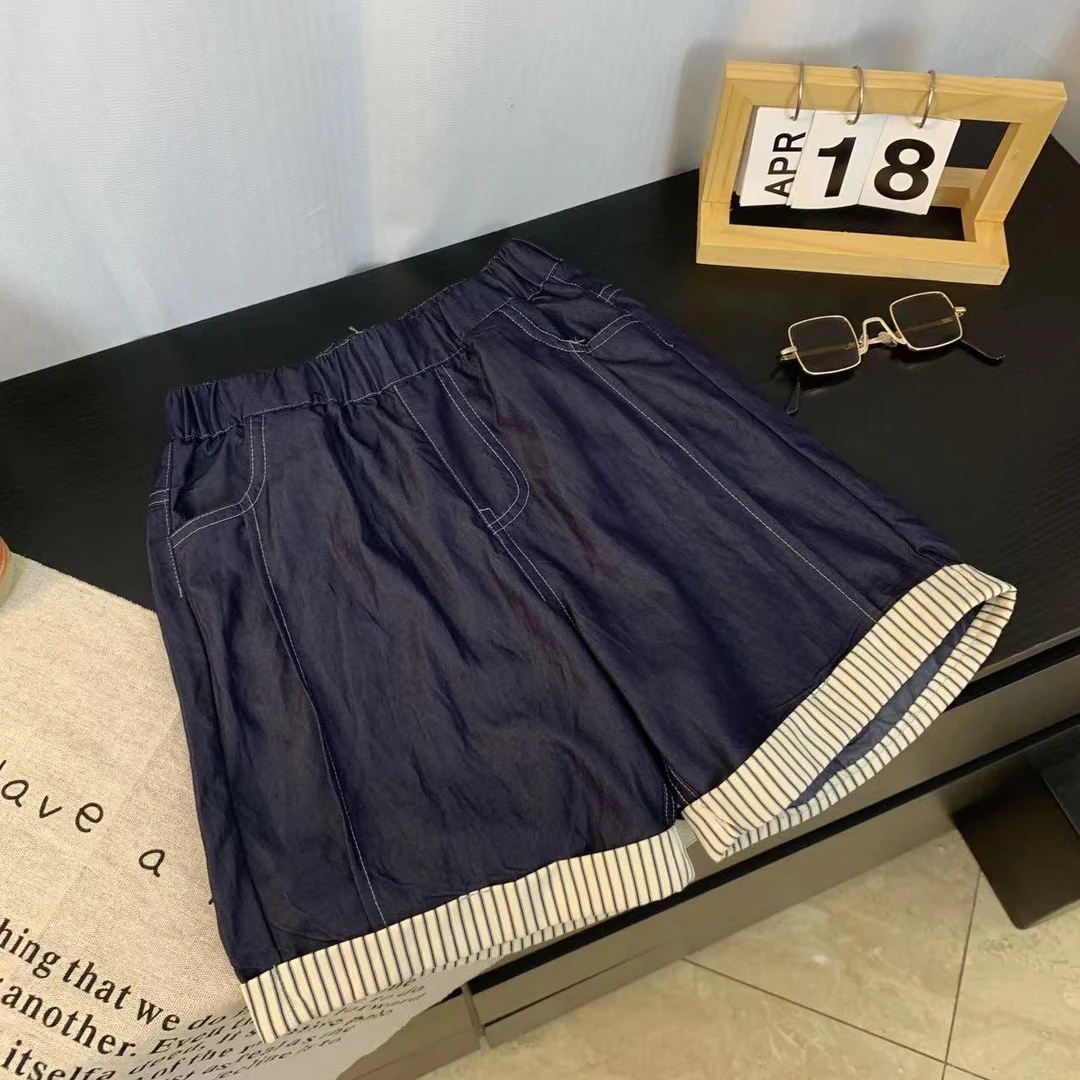 夏款原色牛仔天s五分裤足码中性儿童短裤百搭宽松休闲裤夏季断码