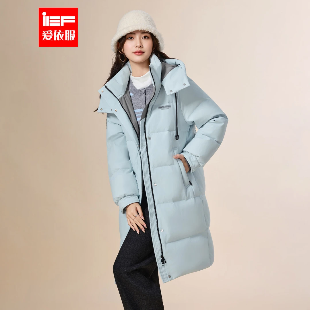 IEF/爱依服2025冬季新款保暖简约小众设计百搭羽绒长外套流光风