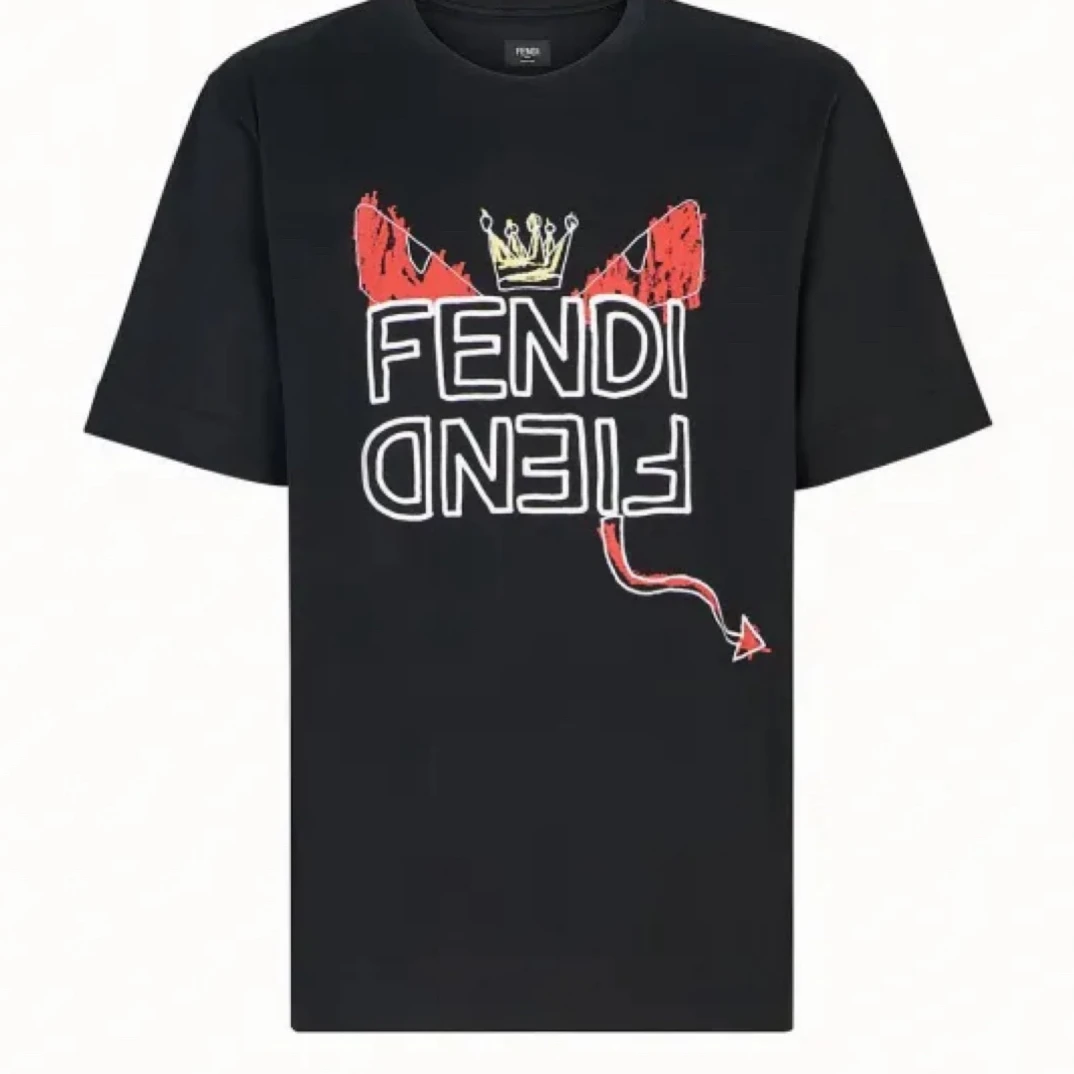 95新 FENDI/芬迪 jp922 207132 涂鸦小恶魔logo短袖 L码