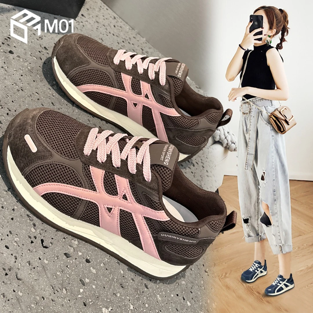 M01透气厚底德训阿甘鞋女复古百搭旅游时尚老爹鞋增高休闲运动鞋
