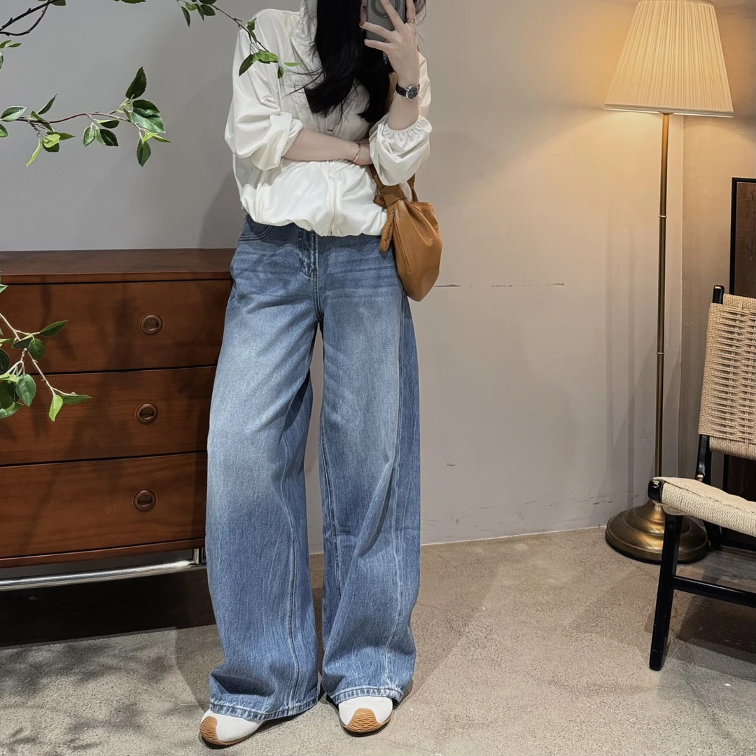 今婷牛仔裤女款爆款2025新款夏季薄款阔腿直筒休闲裤子-M25102367