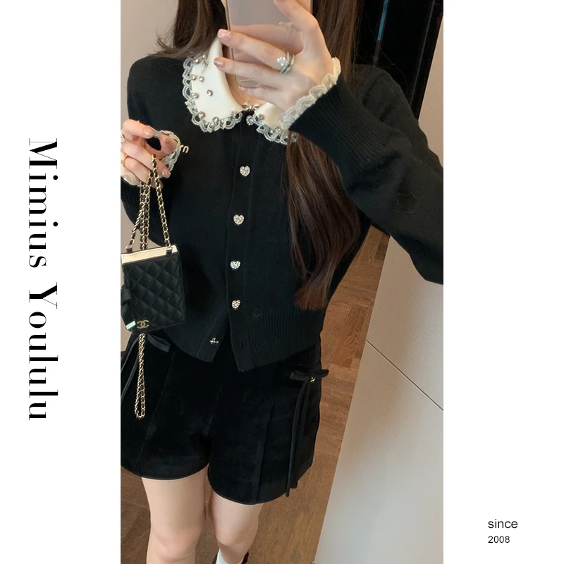 【mimius】七七 Miu里Miu气～手工钉钻娃娃领羊毛针织衫 WF09038