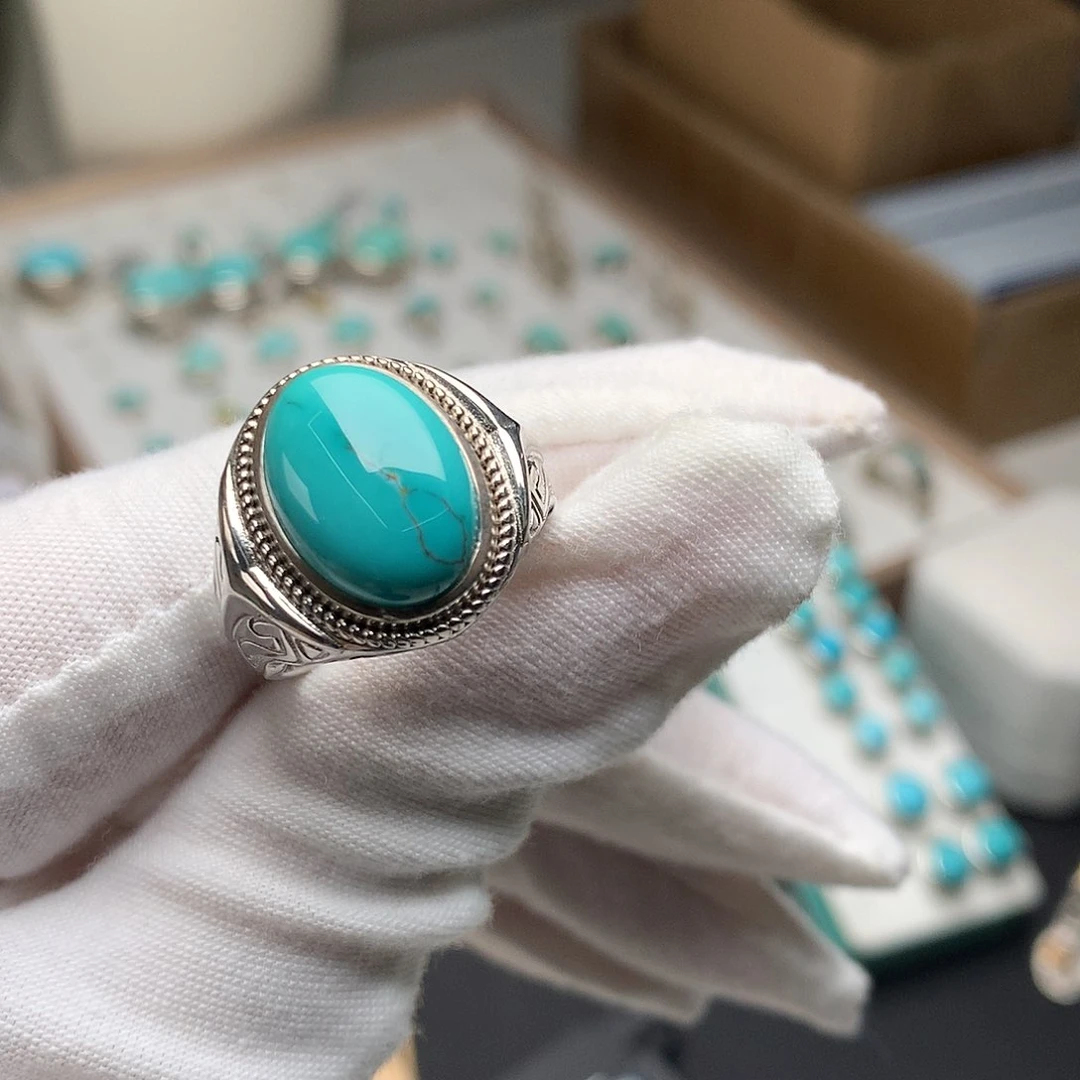 银S925镶嵌绿松石珠宝奇石