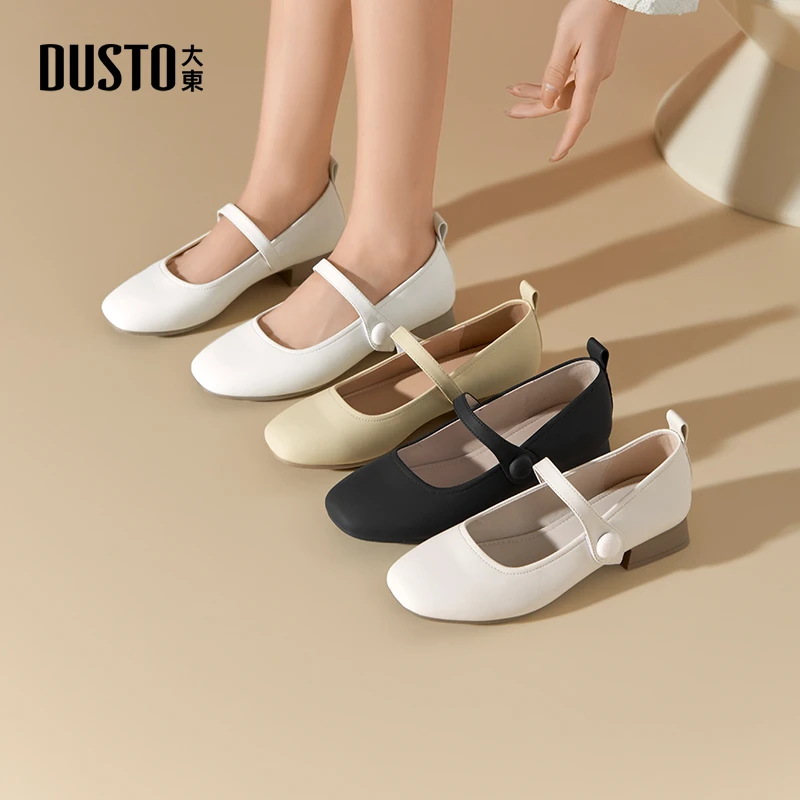 大东2025春季新款甜酷粗跟小皮鞋女厚底法式复古风玛丽珍单鞋0046