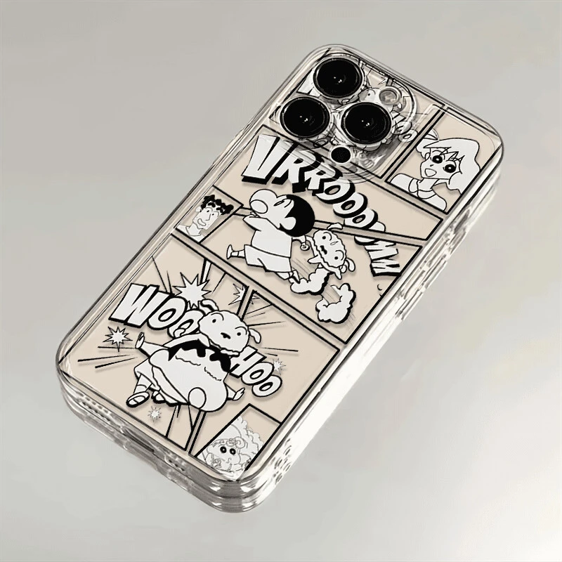 蜡笔小新插画适用苹果16promax手机壳15plus透明14pro可爱13创意