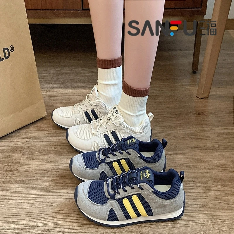 复古德训鞋女2025新款夏季网面透气软底休闲运动鞋平底百搭阿甘鞋