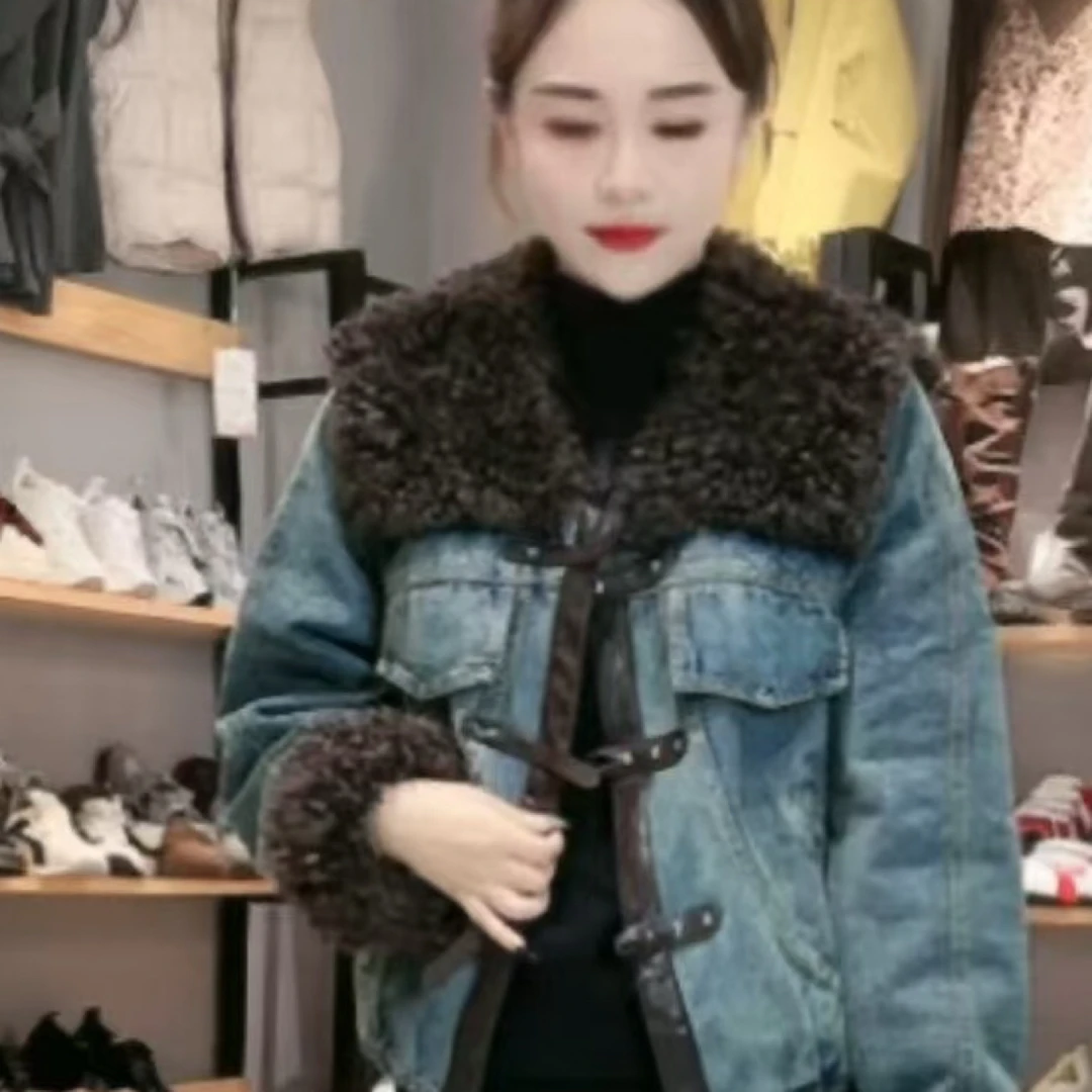 乖乖潮鞋 2025冬季新款欧货加棉牛仔外套no褪