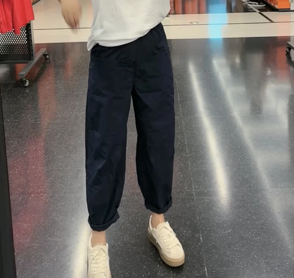 萱贝纯百搭时尚休闲哈伦裤秋季薄款萝卜裤大码显瘦九分速干工装裤