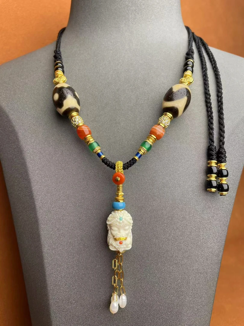 壹加师姐|手工设计坛城牙牙玛瑙项链多样性发一7188D