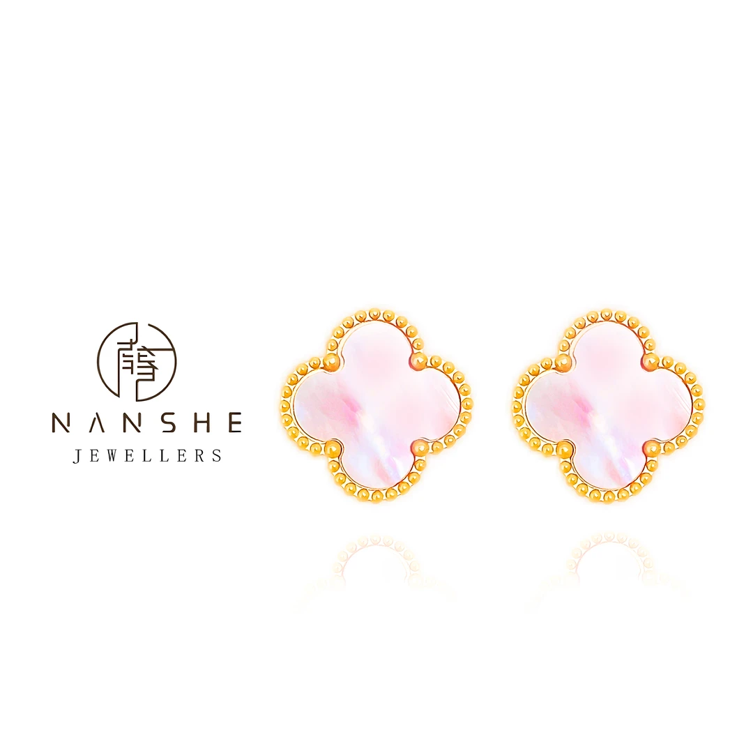 NANSHE南奢 粉紫色四叶草耳钉L1132