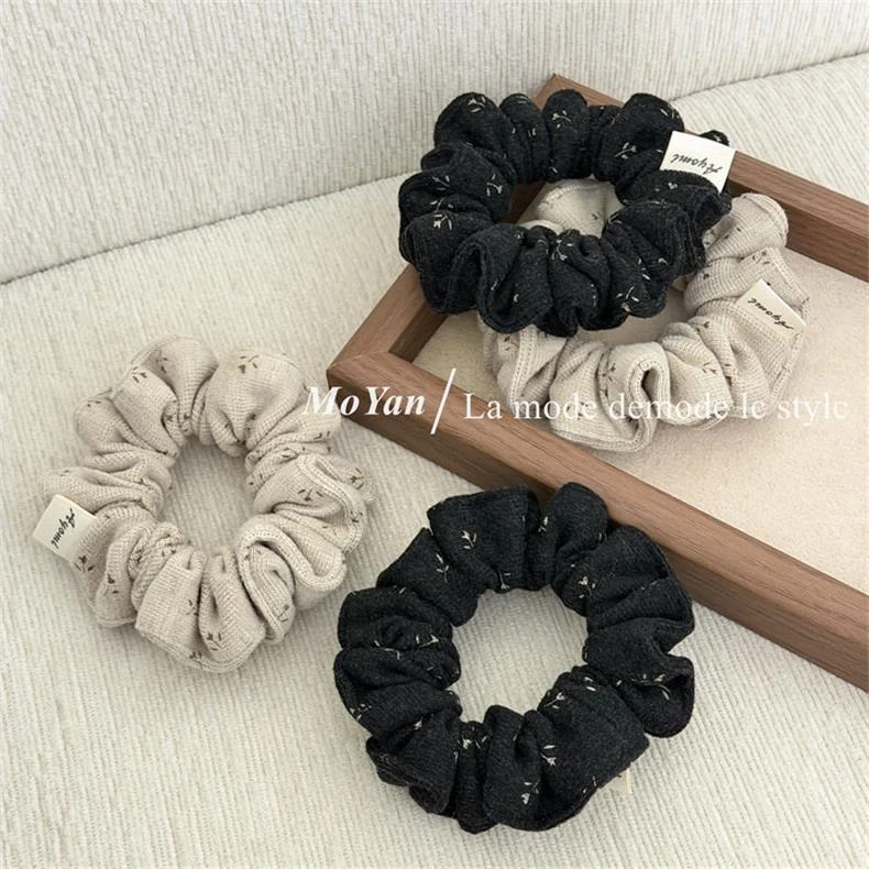 韩系小碎花针织小肠发圈高级感印花发绳复古气质马尾皮筋头绳头花
