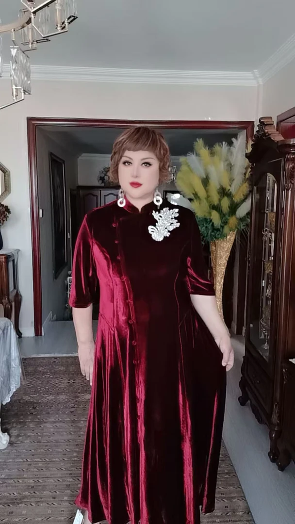 高级丝绒连衣裙气质网红