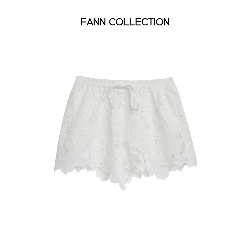 饭饭FANN COLLECTION 云淡 设计感立体镂空百搭蕾丝短裤FANNB051