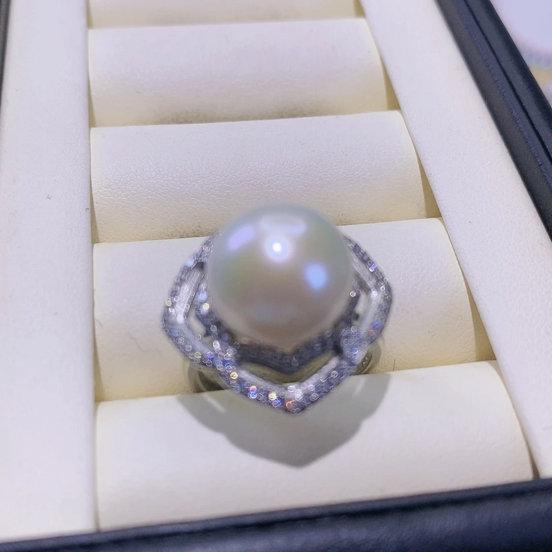 淡水珍珠戒指银S925镶嵌