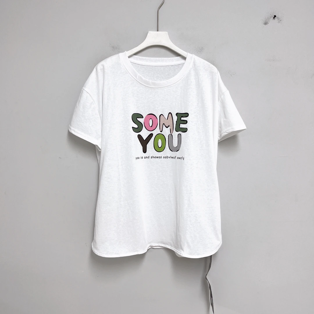 174女装T恤夏季宽松圆领简约舒适白色衬衫