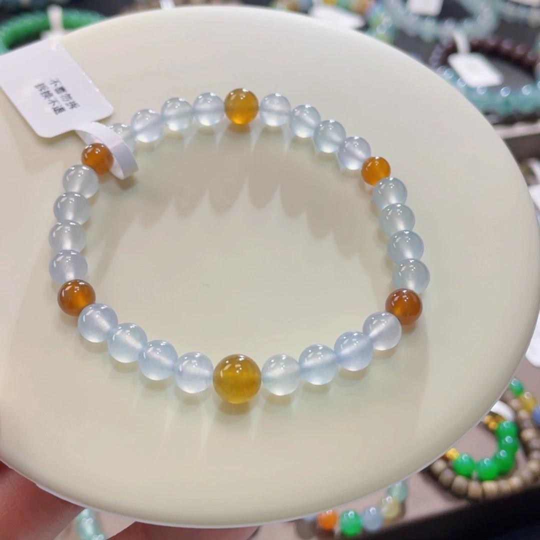 未镶嵌手链翡翠卡5.9冰红黄相间