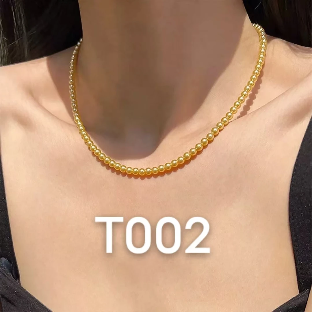 铜合金项链 T002  浓金小米珠项链