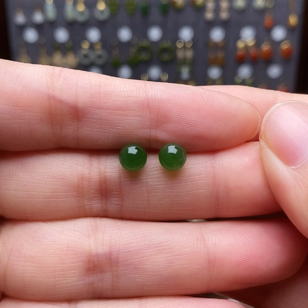 银S925镶嵌和田玉耳饰