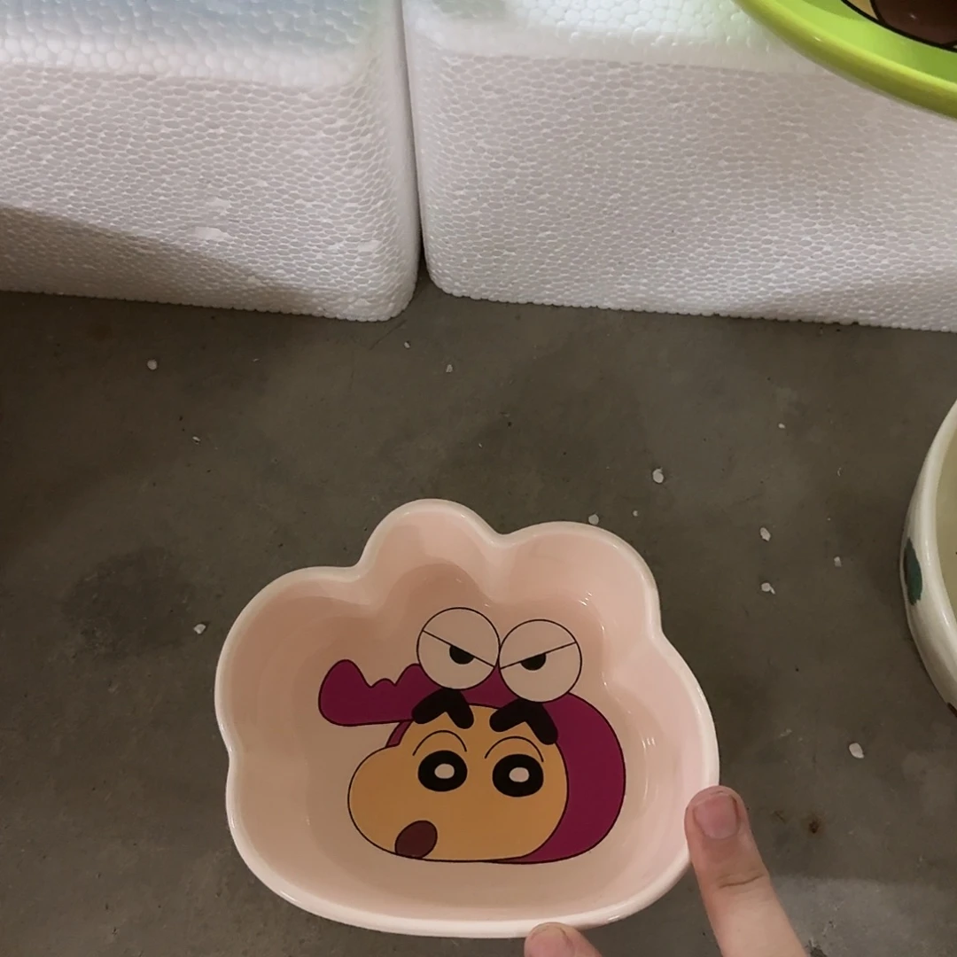 搪瓷微瑕粉色小新碗两个