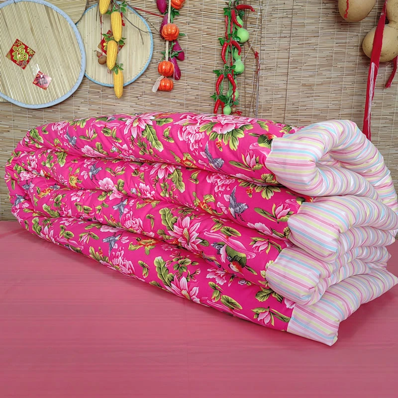 老式复古东北大花布手工花被子棉花被喜被民宿怀旧民族风棉被纯棉