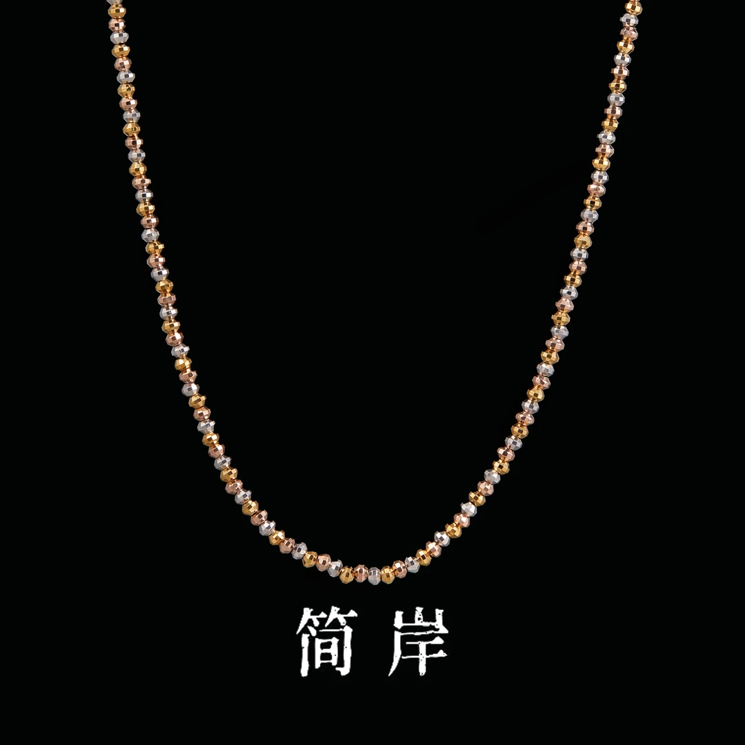 链子925银 S925银镭射三彩项链
